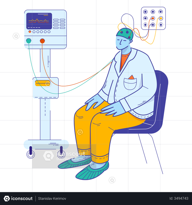 Patient in EEG treatment Illustration