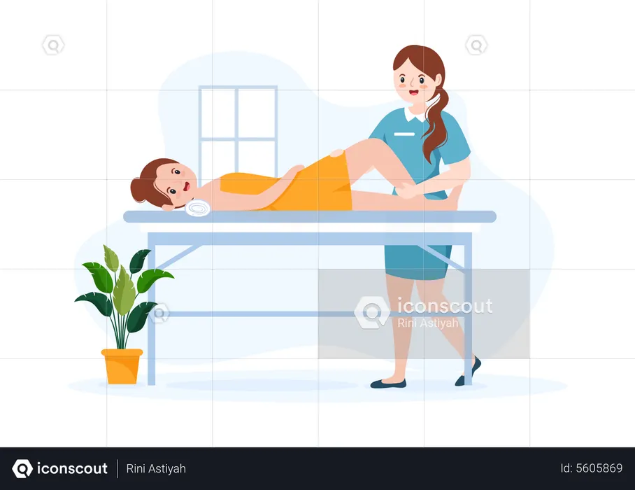 Patient in Physiotherapy Rehabilitation  Illustration