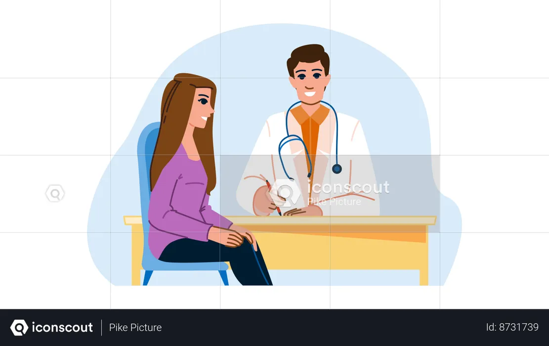Patient is consulting doctor  Illustration