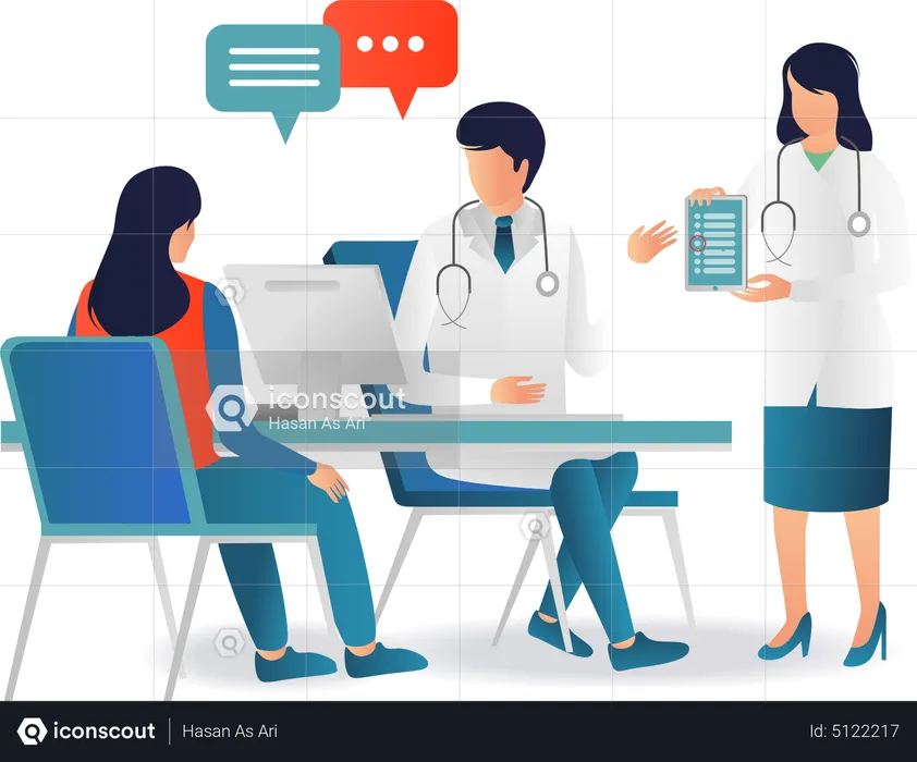 Patient konsultiert einen Arzt  Illustration