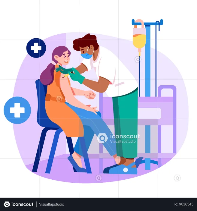 Patient bei der Impfung  Illustration