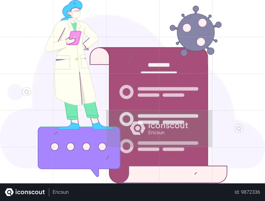 Patient report being analyzed by doctor  Illustration