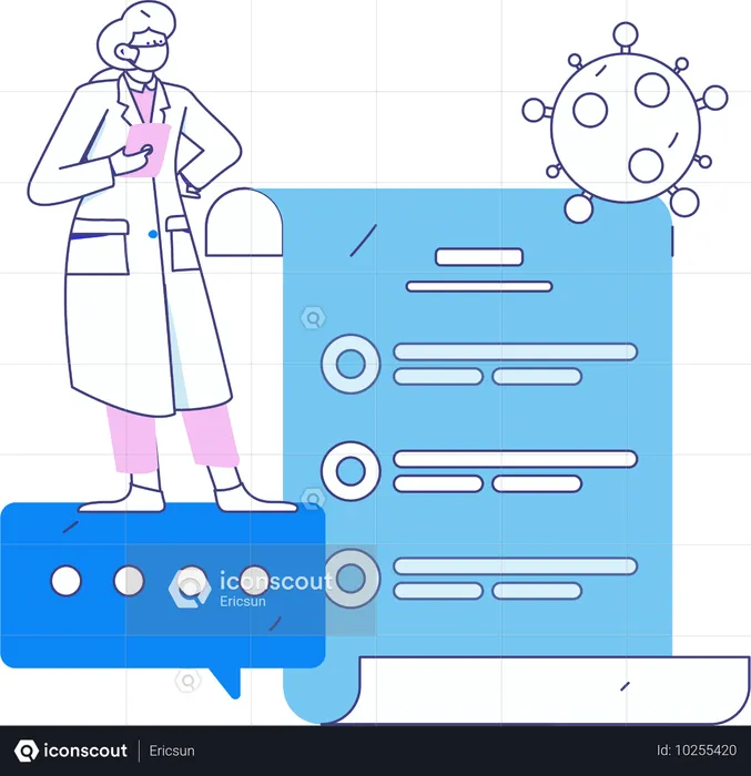 Patient report being analyzed by doctor  Illustration