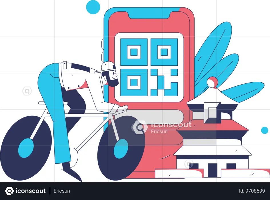 Patient scannt QR-Code, um Corona-Rechnung zu bezahlen  Illustration