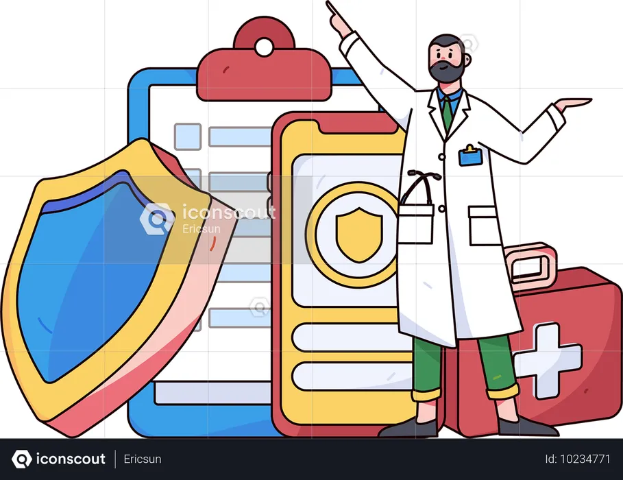 Patient schließt Krankenversicherung ab  Illustration