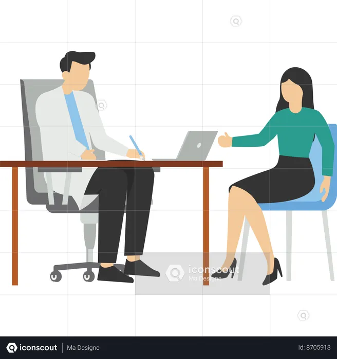 Patient sitting in doctor consultation room  Illustration