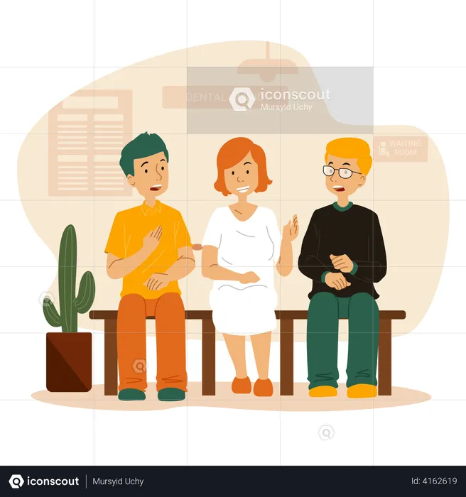 Patient sitting in waiting area  Illustration