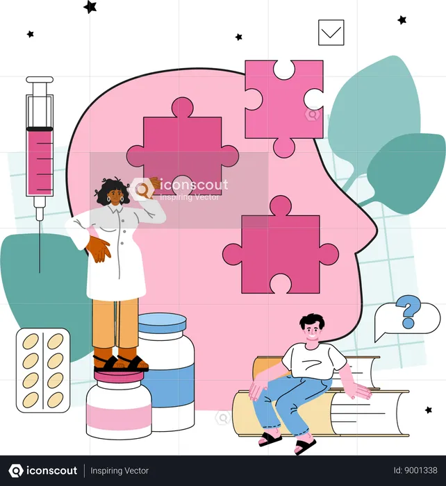 Patient suffers from psychological disorders  Illustration