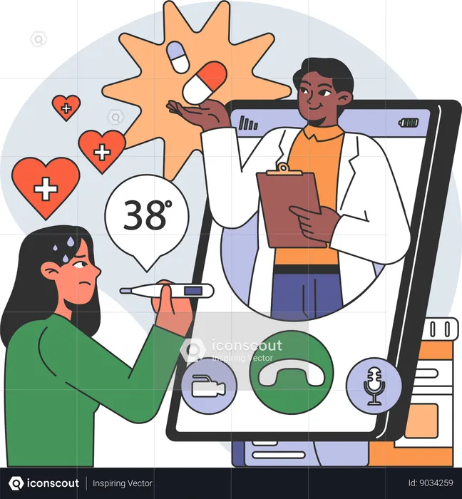 Patient takes online consultation  Illustration