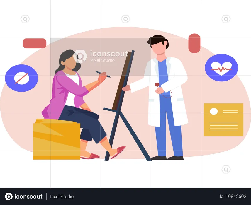 Patient untersucht  Illustration