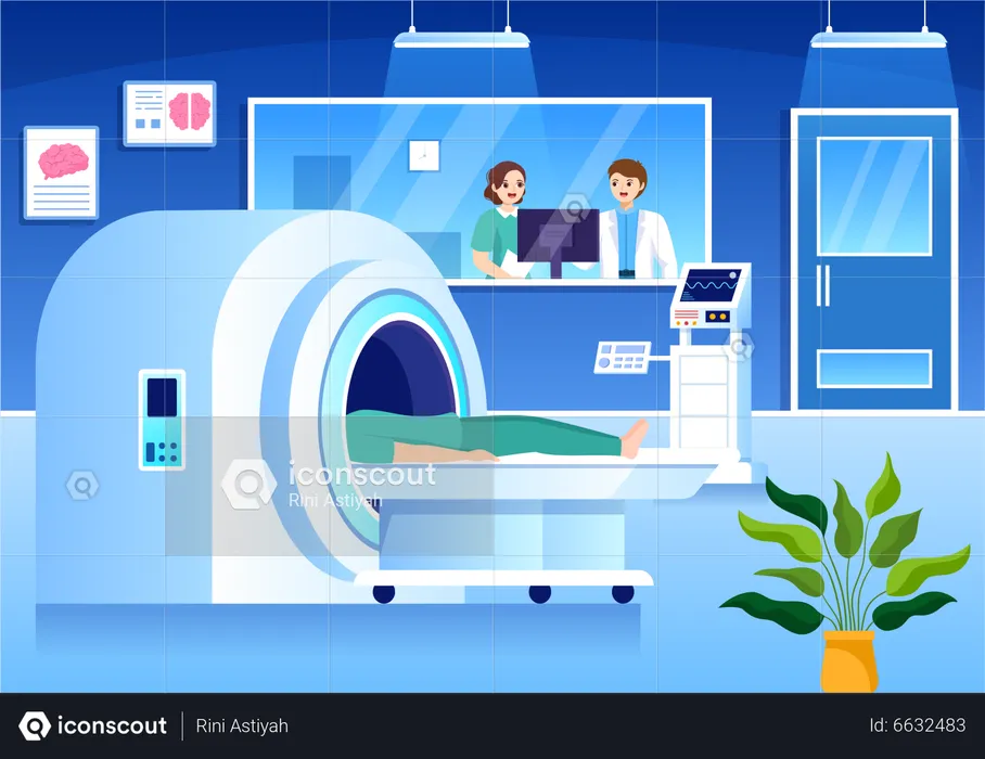 Patient unterzieht sich einer MRT-Untersuchung  Illustration