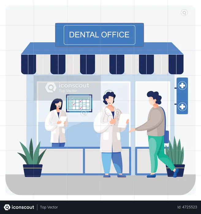 Patient visiting dentist clinic  Illustration