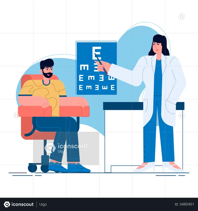 Patient visiting Optometrist  Illustration