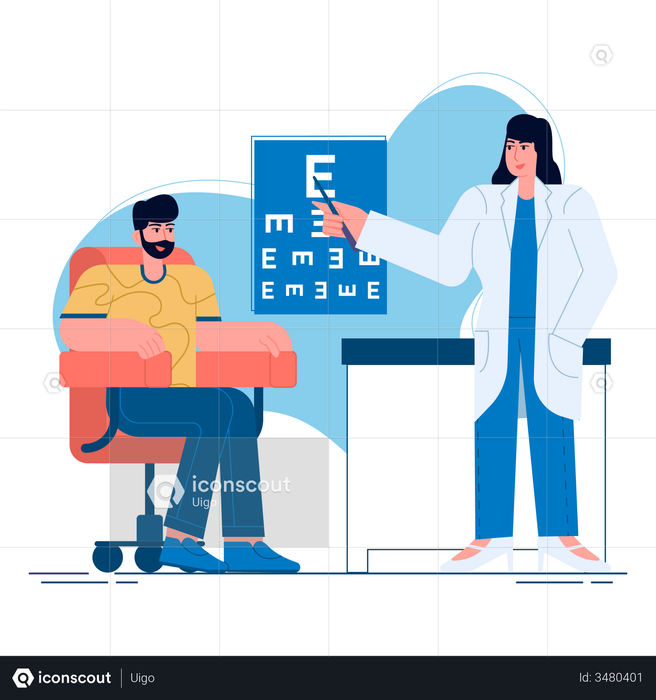 Best Premium Patient visiting Optometrist Illustration download in PNG ...