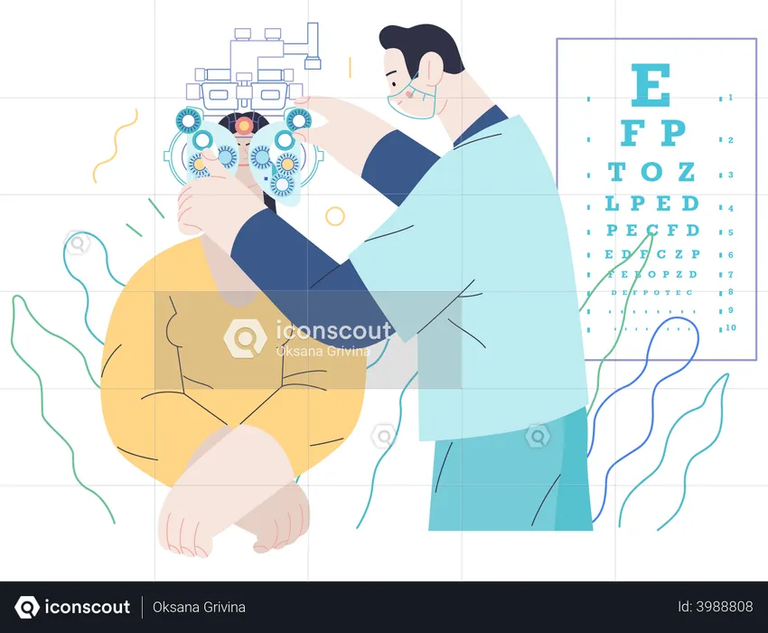 Patient visiting Optometrist  Illustration