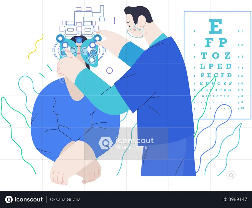 Patient visiting Optometrist  Illustration