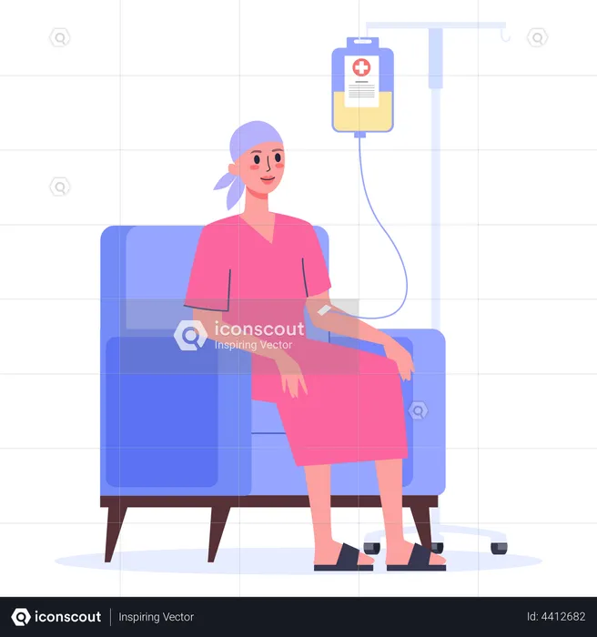 Patient with a dropper getting a chemo  Illustration