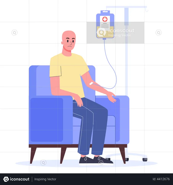 Patient with a dropper getting a chemo  Illustration