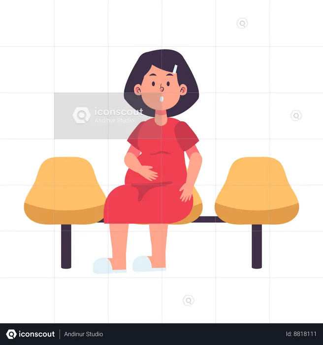 Patiente enceinte dans la salle d'attente  Illustration