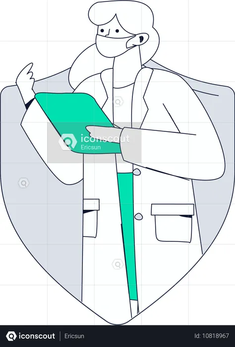 Patientenbericht wird von einer Krankenschwester analysiert  Illustration