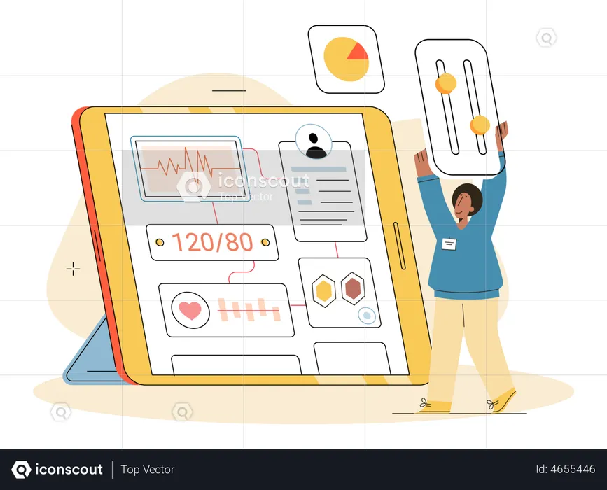 Dashboard zur Patientenkontrolle im Gesundheitswesen  Illustration