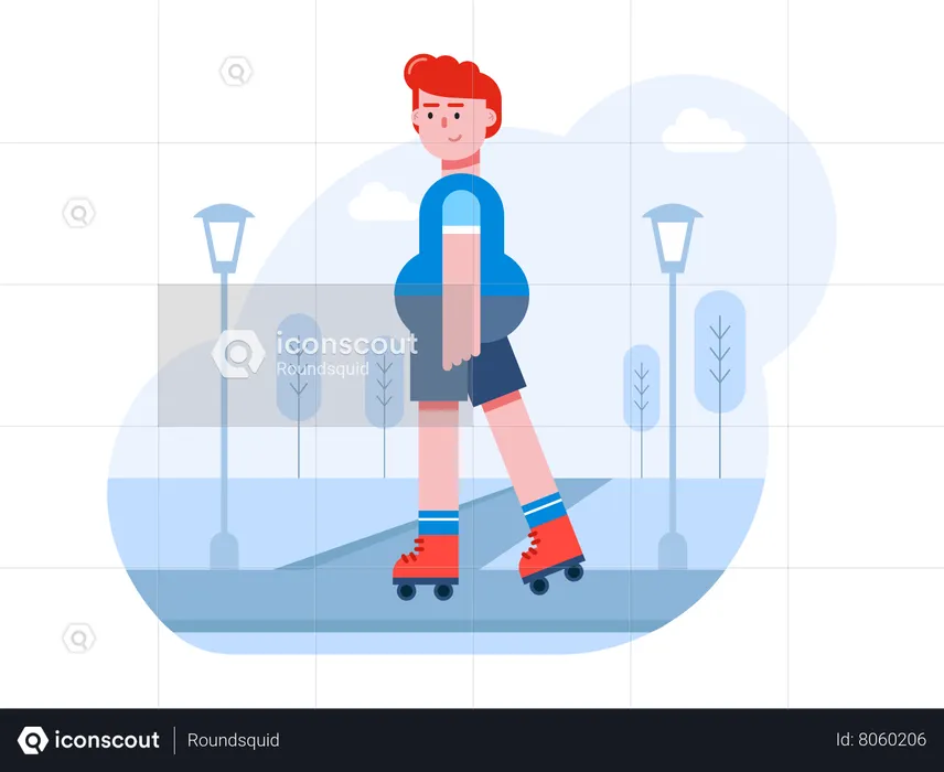 Homem patinando  Ilustração