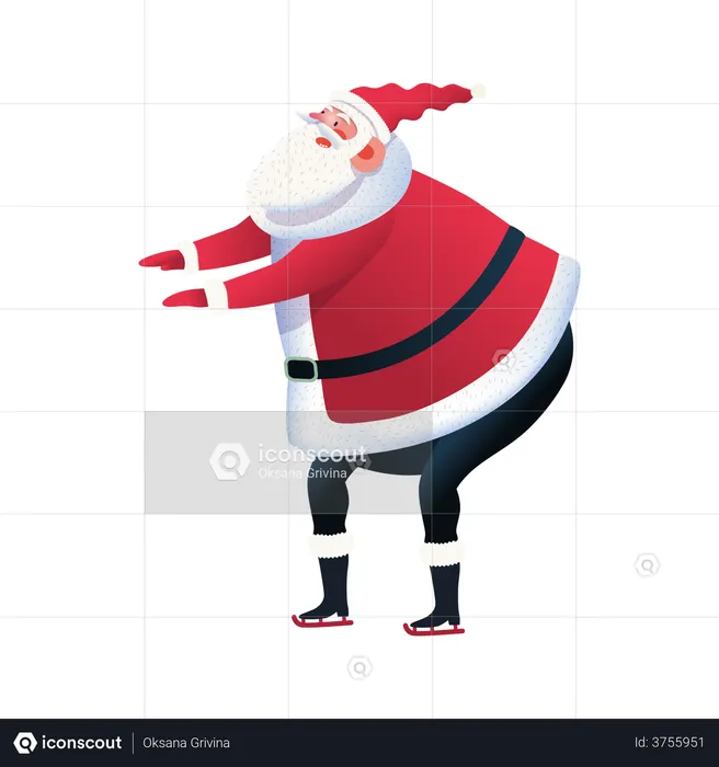 Papai noel patinando  Ilustração