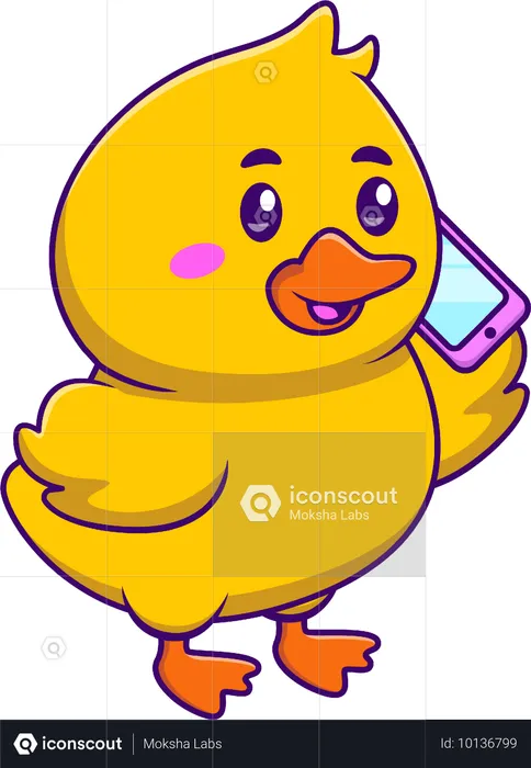 Pato falando no telefone  Ilustração