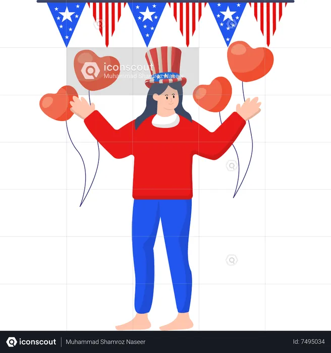 Patriotic Joy Celebrating a Happy Independence Day  Illustration