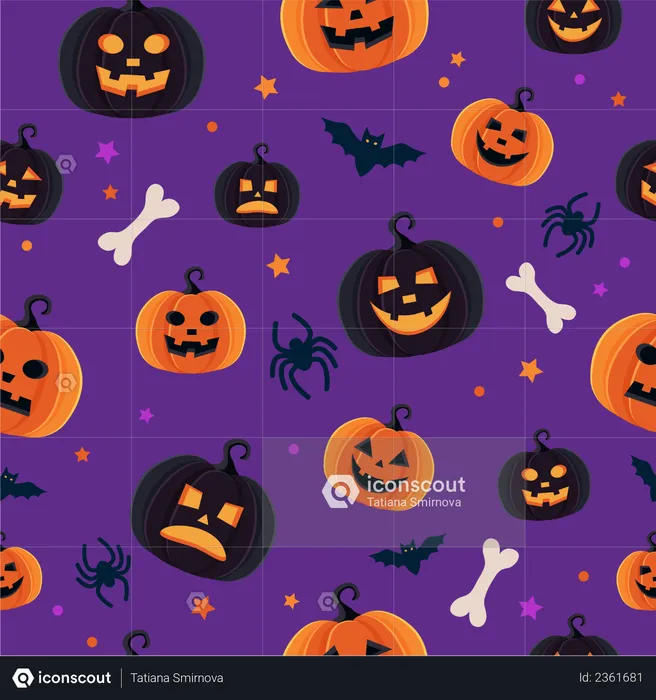 Pattern of Spooky Halloween night  Illustration