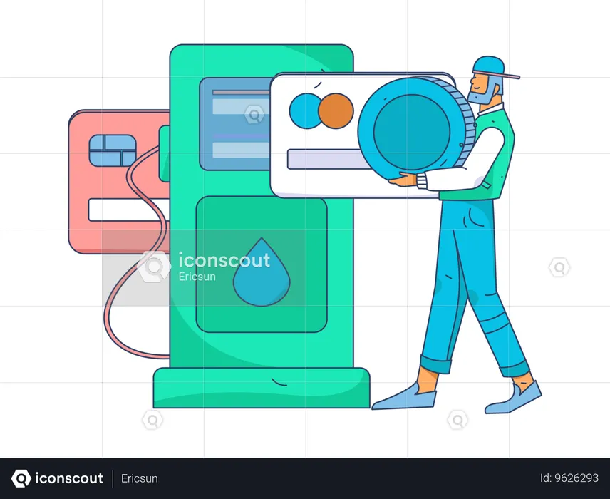 Paying through atm card for car tanking  Illustration