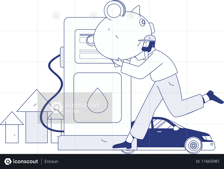 Paying through card for filling up car tank  Illustration