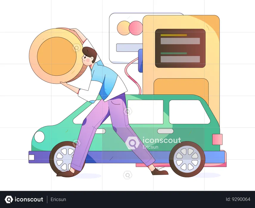 Paying through debit card for vehicle refilling  Illustration