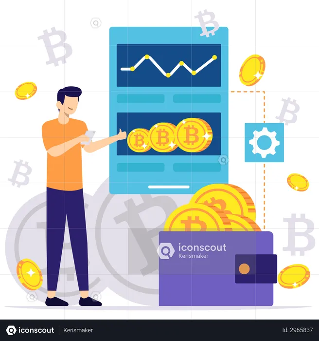 Payment by cryptocurrency  Illustration