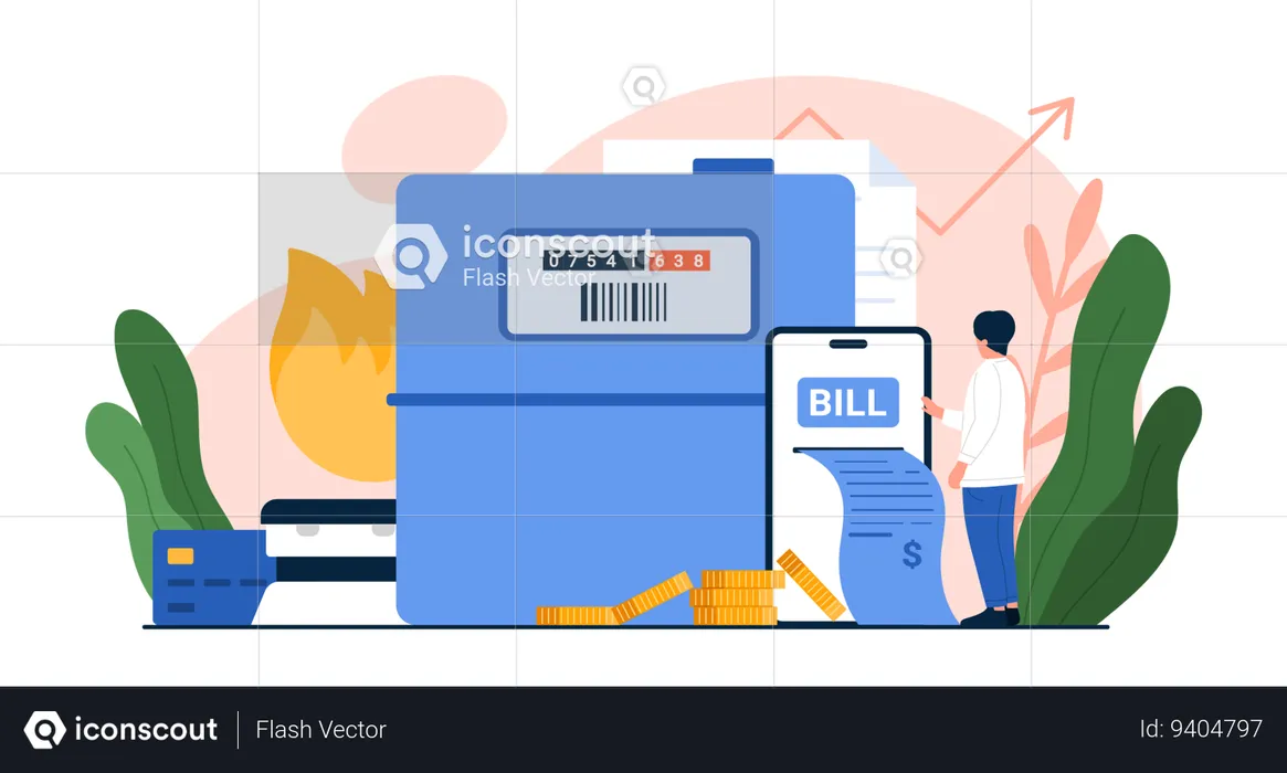 Payment of gas bill online  Illustration