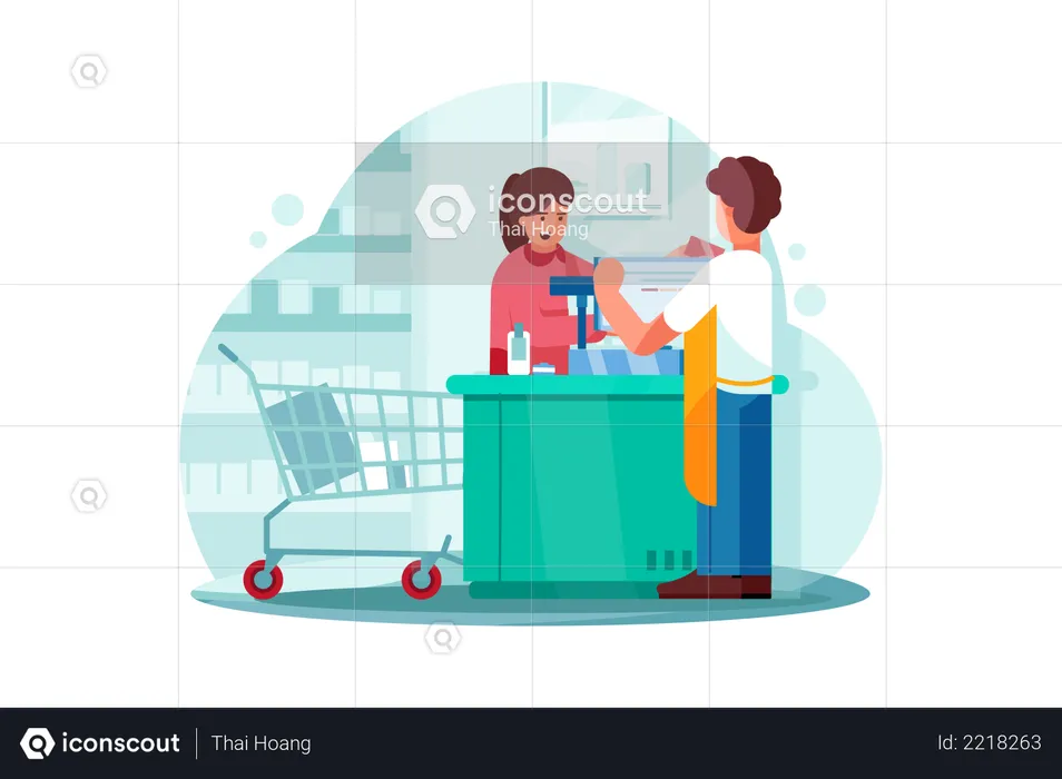 Payment system in Supermarket  Illustration