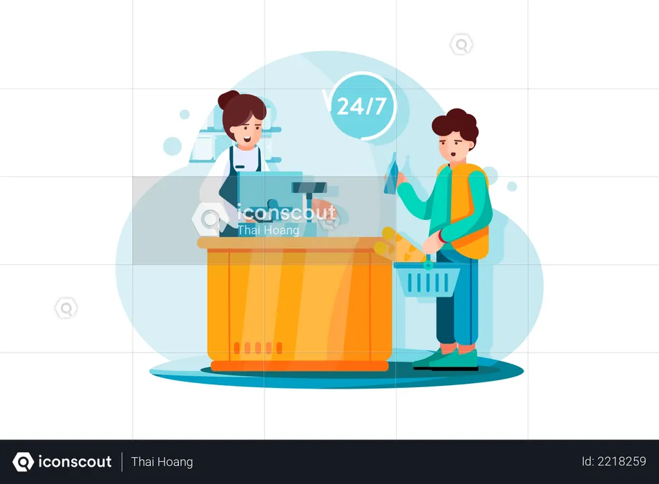 Payment system on Grocery store  Illustration