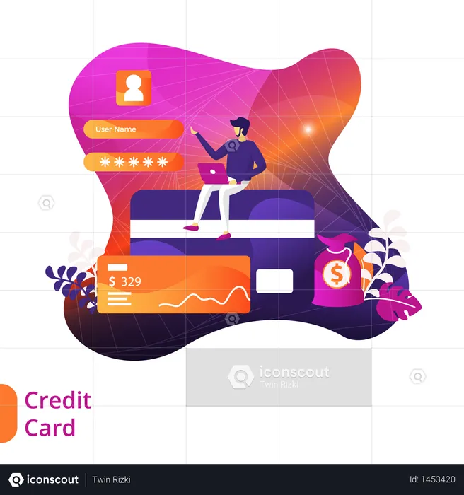 Payment via Credit-Card  Illustration