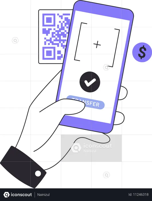 Payment with smartphone scan to pay barcode  Illustration