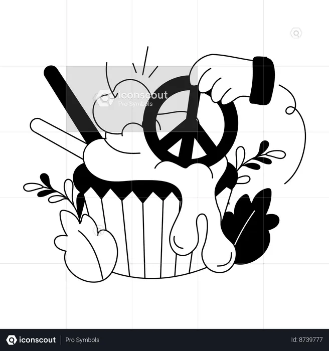 Peace day cupcake  Illustration