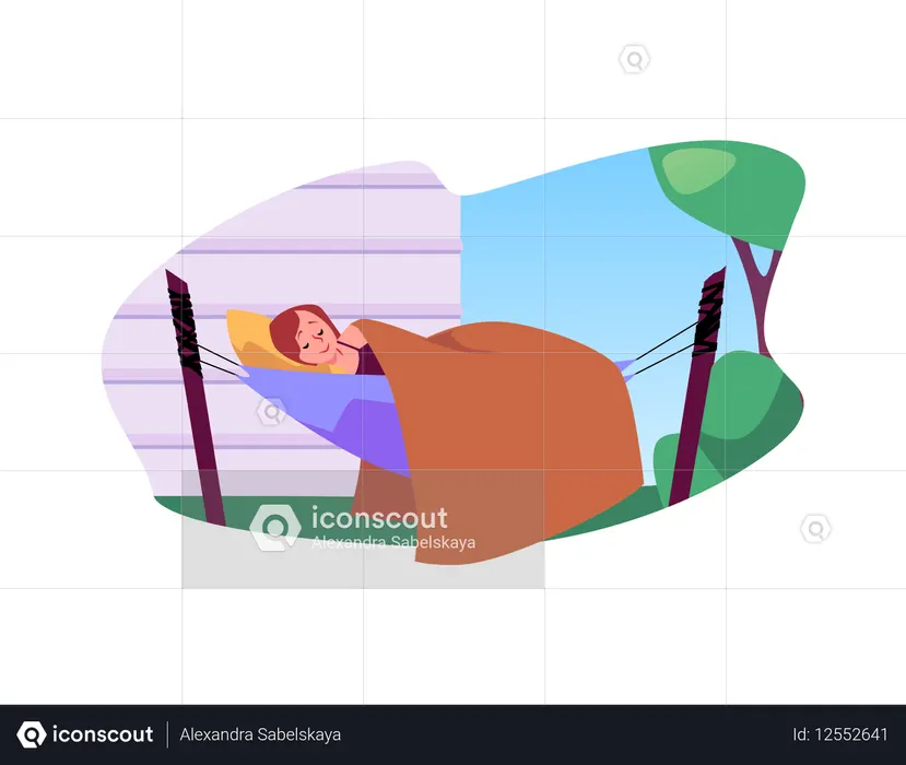 Peaceful hammock nap in nature  Illustration