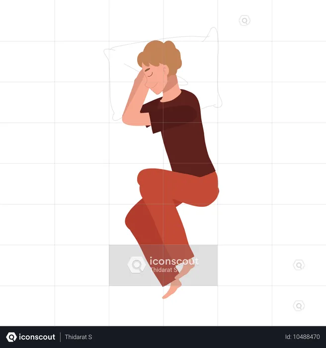 Peaceful sleep of man in pajamas  Illustration