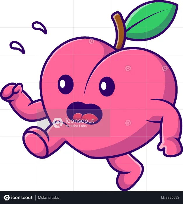 Peach Fruit Running  Illustration