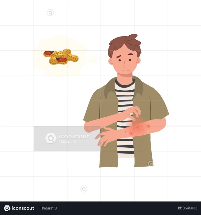 Peanut Allergy Reaction  from peanut  Illustration