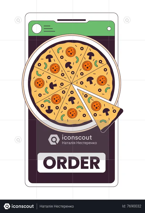 Encomende pizza pelo smartphone  Ilustração