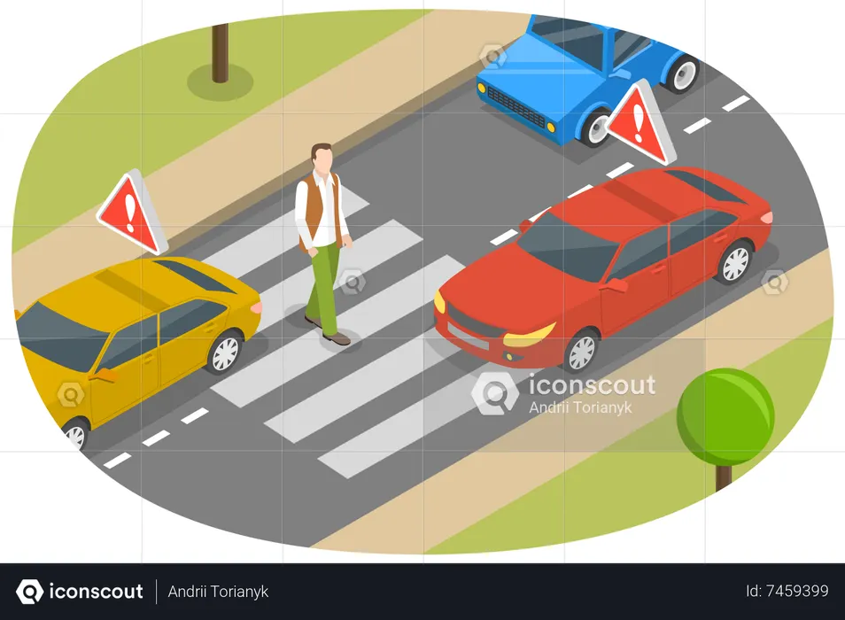 3D Isometric Flat Vector Conceptual Illustration Of Pedestrian