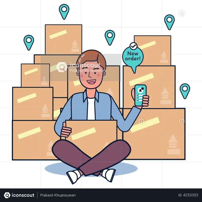 Pedido on-line pronto para entrega  Ilustração