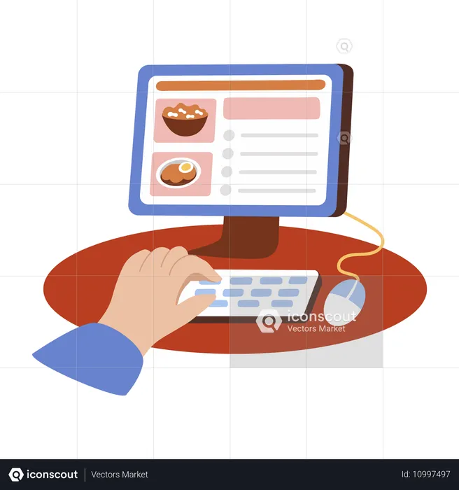 Peça comida online no site  Ilustração