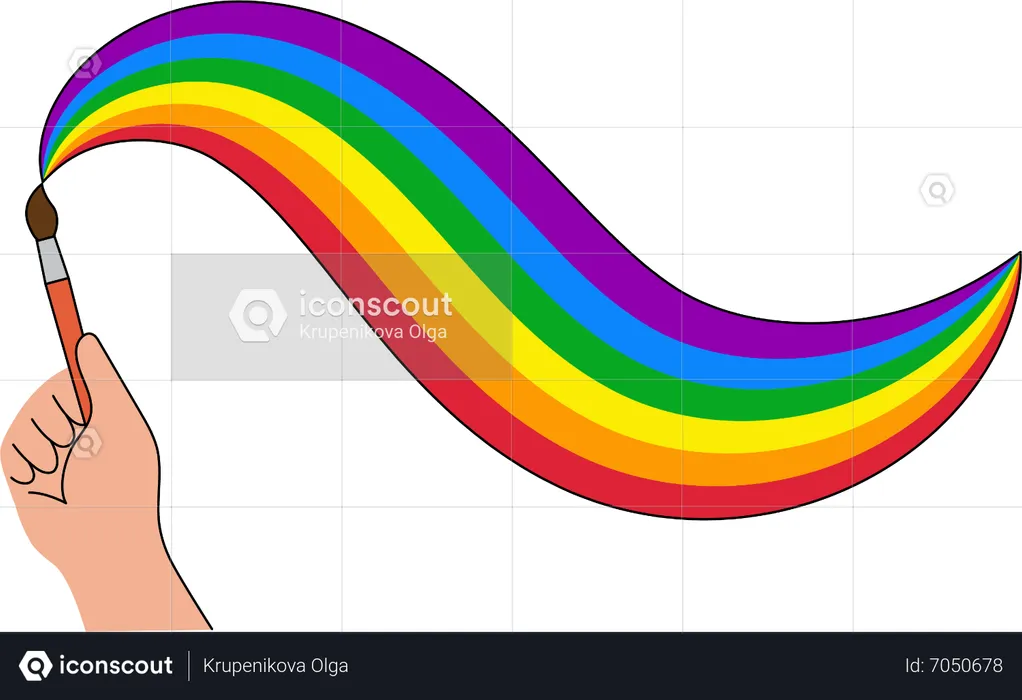 Mão segura pintura com pincel Traço LGBT  Ilustração