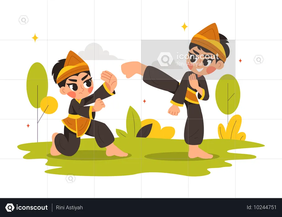 Ilustração do esporte Pencak Silat  Ilustração